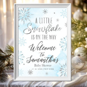Poster Panneau de bienvenue pour Baby Shower Little Snowf