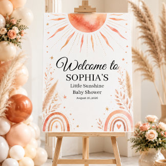 Poster Panneau de bienvenue pour Baby Shower Little Sunsh