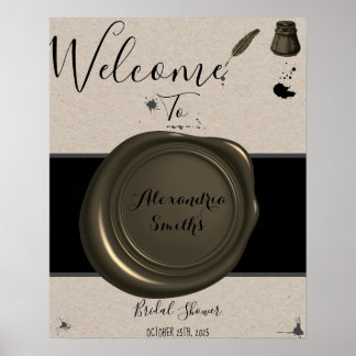 Poster Panneau de Bienvenue pour Baby Shower Mariée Plume
