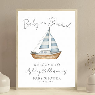 Poster Panneau de Bienvenue pour Baby Shower Nautique Béb