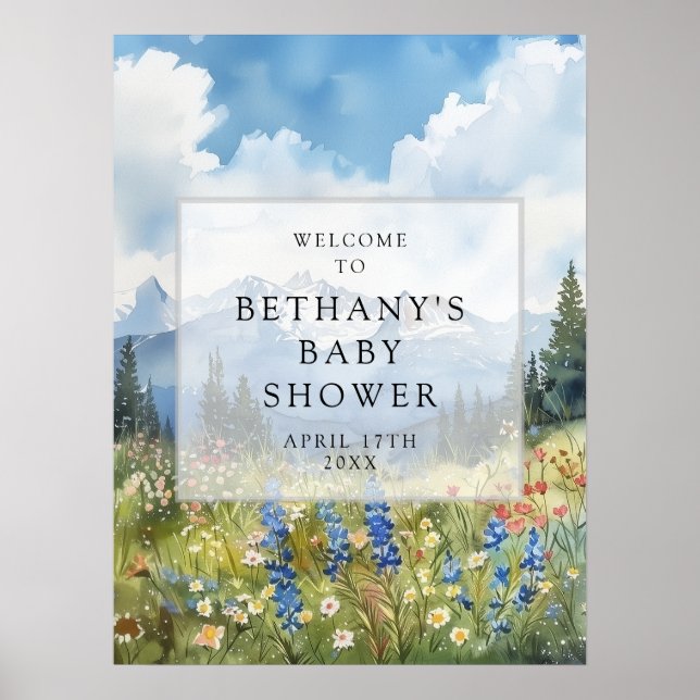 Poster Panneau de bienvenue pour Baby Shower Prairie Flor (Devant)