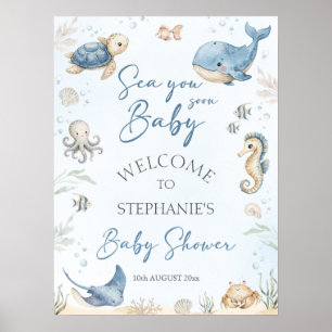 Poster Panneau de Bienvenue pour Baby Shower Sous L'Océan