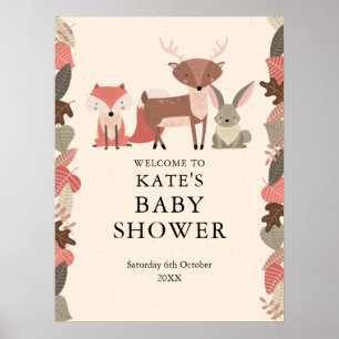 Poster Panneau de bienvenue pour Baby Shower sur les Anim