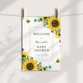 Poster Panneau de bienvenue pour Baby Shower Tournesols e