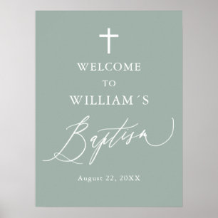 Poster Panneau de bienvenue pour baptême de garçon avec c
