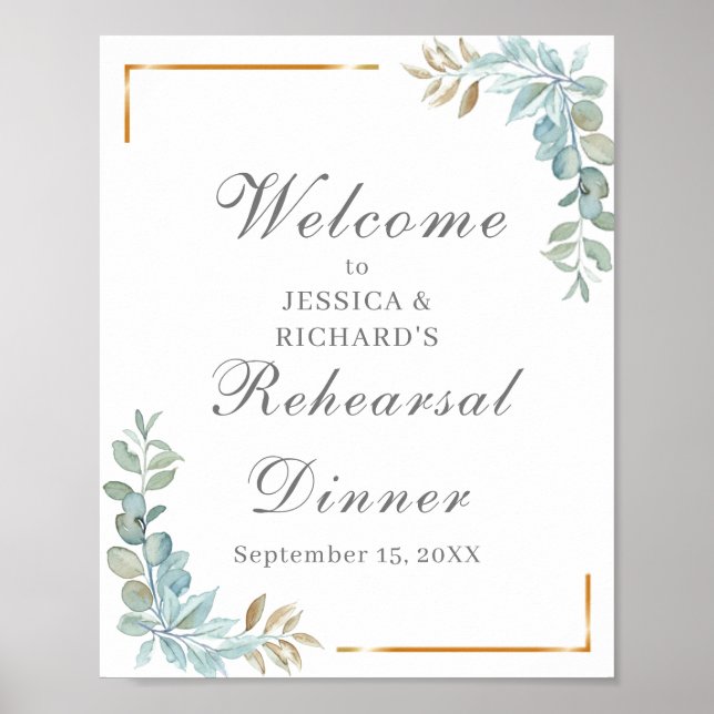 Poster Panneau de bienvenue pour dîner de répétition à l' (Devant)