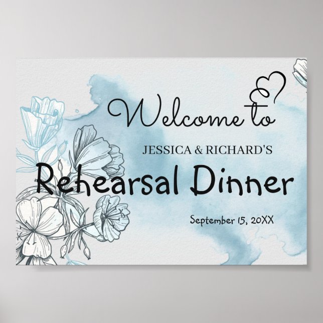 Poster Panneau de bienvenue pour dîner de répétition à l' (Devant)