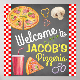 Poster Panneau de bienvenue pour fête de pizza