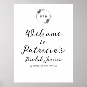 Poster Panneau de bienvenue pour la douche de mariée à mo