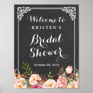Poster Panneau de bienvenue pour la douche de mariée Cadr