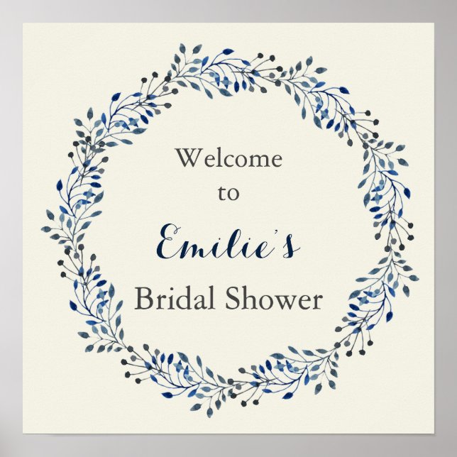 Poster Panneau de bienvenue pour la douche de mariée flor (Devant)