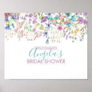 Poster Panneau de bienvenue pour la douche de mariée flor