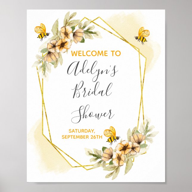 Poster Panneau de bienvenue pour la fête de mariage abeil (Devant)