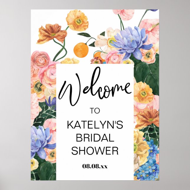 Poster Panneau de bienvenue pour la fête de mariage aux f (Devant)