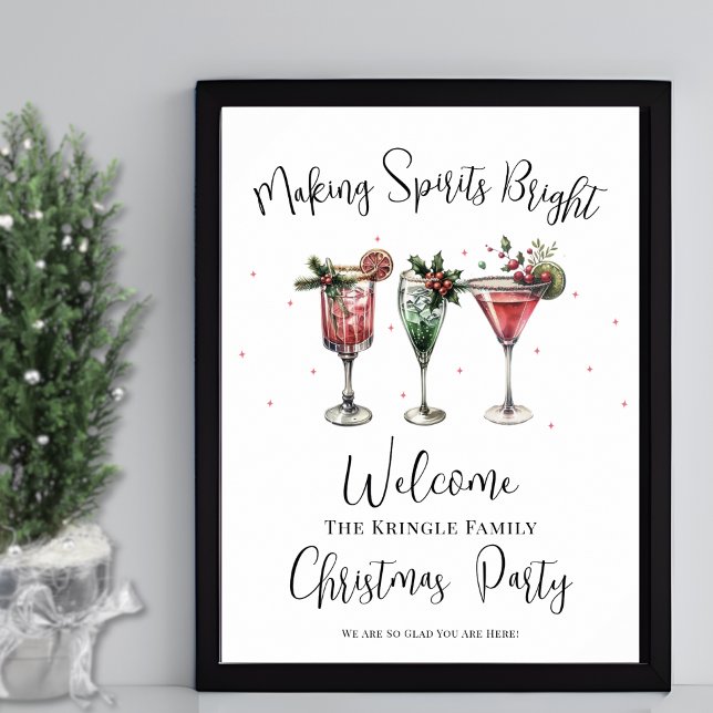 Poster Panneau de bienvenue pour la fête de Noël des vaca (Festive Christmas Party Welcome Sign)