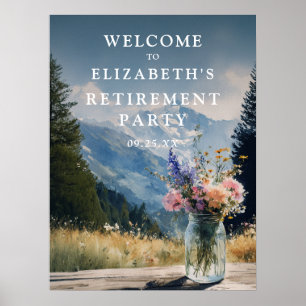 Poster Panneau de bienvenue pour la fête de retraite Flor