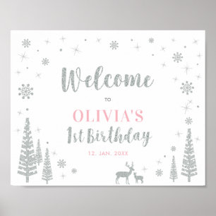 Poster Panneau de bienvenue pour la fête du 1er anniversa