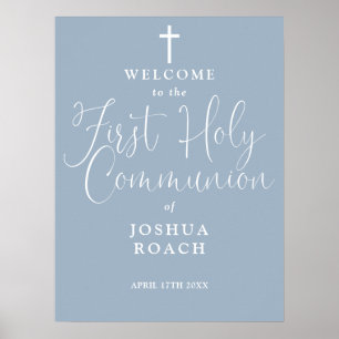 Poster Panneau de bienvenue pour la première communion bl