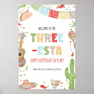 Poster Panneau de bienvenue pour l'anniversaire de Three-