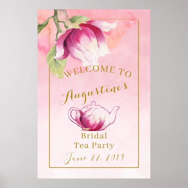 Poster Panneau de bienvenue pour le thé de mariage Magnol (Devant)