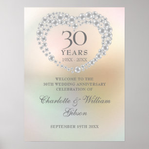 Poster Panneau de bienvenue pour les 30 ans de mariage Cœ