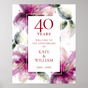 Poster Panneau de bienvenue pour les 40 ans de mariage aq