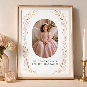 Poster Panneau de bienvenue pour les 5 ans de la fille en