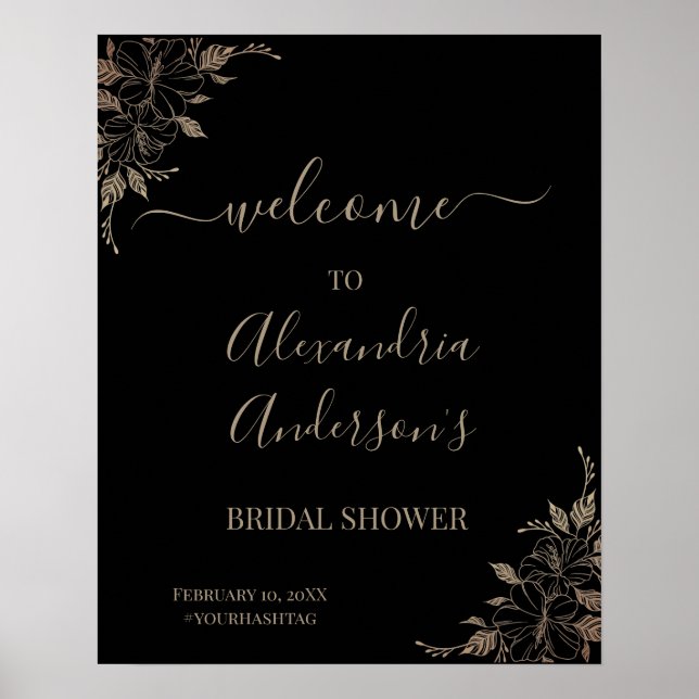 Poster Panneau de bienvenue pour mariage Floral Lines (Devant)