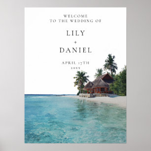 Poster Panneau de Bienvenue pour Mariage sur Plage Tropic