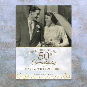 Poster Panneau de bienvenue pour photo de mariage 50e ann