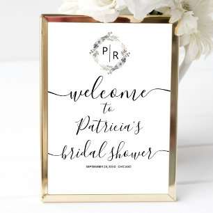 Poster Panneau de bienvenue pour un mariage Monogram en p