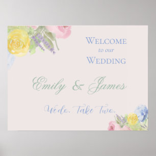 Poster Panneau de Bienvenue pour un Mariage Romantique