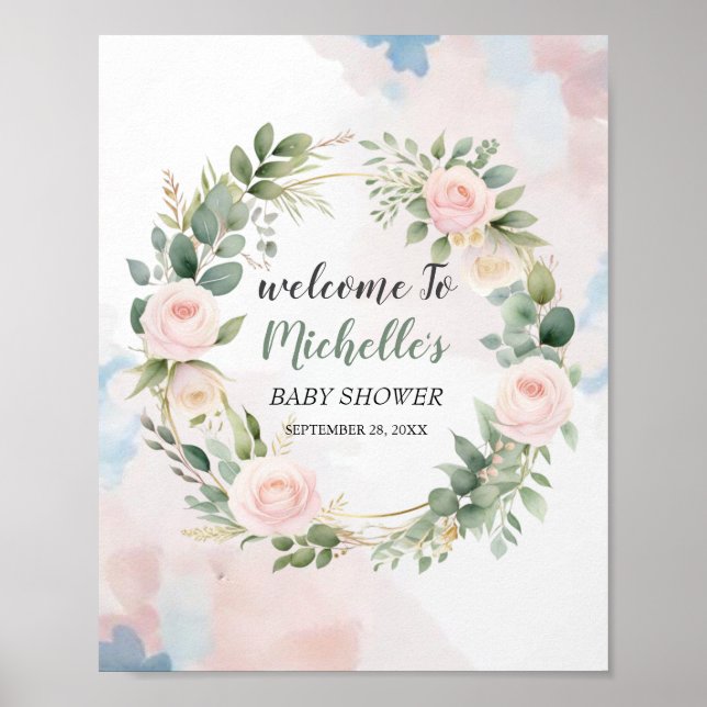 Poster Panneau de bienvenue pour une baby shower avec une (Devant)