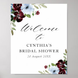 Poster panneau de bienvenue pour une baby shower bordeaux