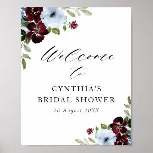Poster panneau de bienvenue pour une baby shower bordeaux
