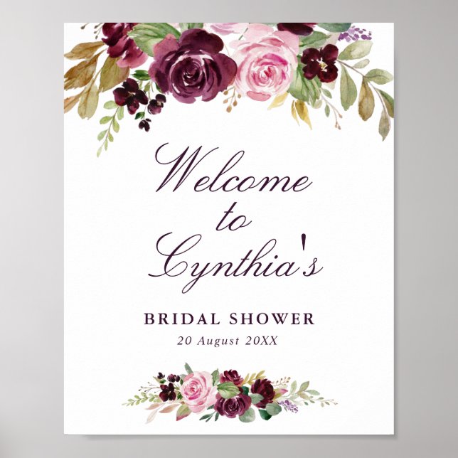 Poster panneau de bienvenue pour une baby shower de maria (Devant)