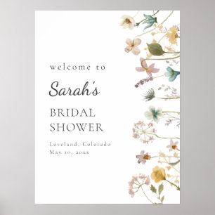 Poster Panneau de bienvenue pour une baby shower florale 