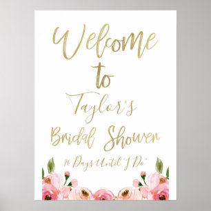 Poster Panneau de bienvenue pour une baby shower florale 