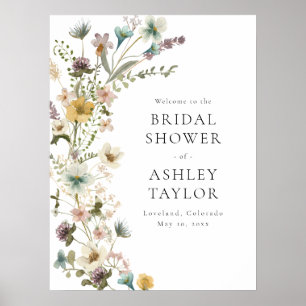 Poster Panneau de bienvenue pour une baby shower florale 