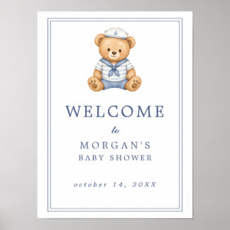 Poster Panneau de bienvenue pour une baby shower nautique