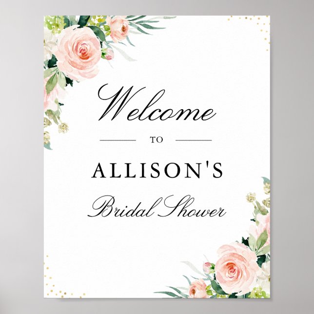 Poster Panneau de bienvenue pour une baby shower rose ave (Devant)