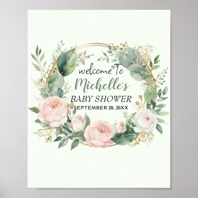 Poster Panneau de bienvenue pour une baby shower sur le t (Devant)