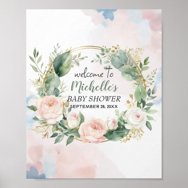 Poster Panneau de bienvenue pour une baby shower sur le t (Devant)