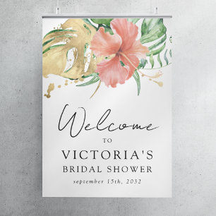 Poster Panneau de bienvenue pour une douche de mariage fl