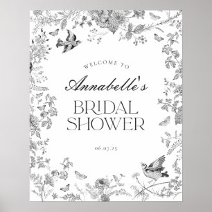 Poster Panneau de bienvenue pour une fête de mariage flor