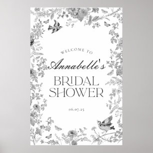 Poster Panneau de bienvenue pour une fête de mariage flor