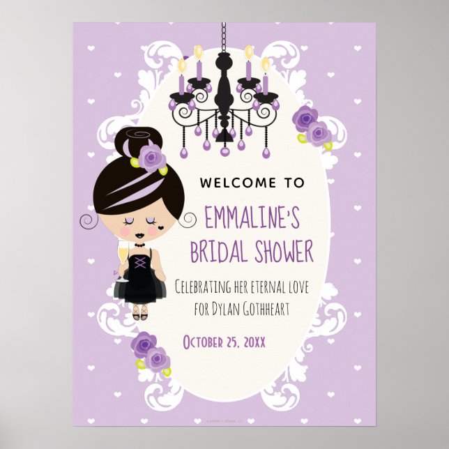 Poster Panneau de bienvenue pour une fête de mariage goth (Devant)