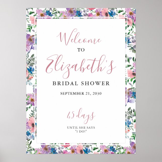 Poster Panneau de bienvenue pour une fête prénuptiale aux (Devant)