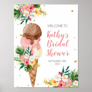 Poster Panneau de bienvenue pour une fête prénuptiale flo