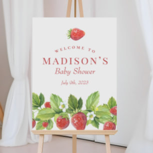 Poster Panneau de bienvenue Rouge Fraise Baie Sucré